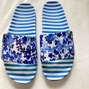 Joules poolside blue daisy slides